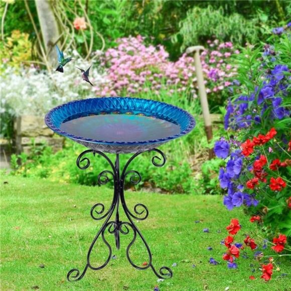 Large Metal Standing Bird Bath for Outside with Folding Bracket for outdoor - Picture 2 of 7
